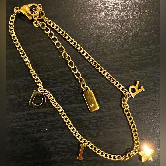 XMAS SALE 18k Stamped Gold Filled Dior Charm Bracelet - Picture 3 of 6